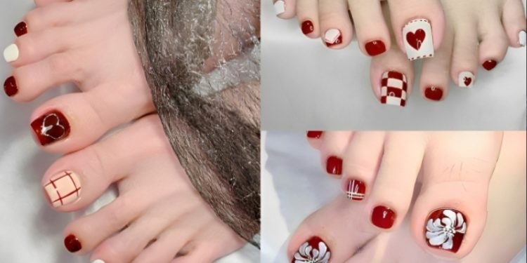Mẫu nail chân đỏ