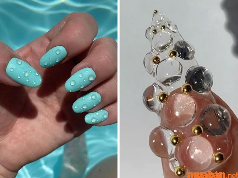 Mẫu nail họa tiết giọt nước đi biển