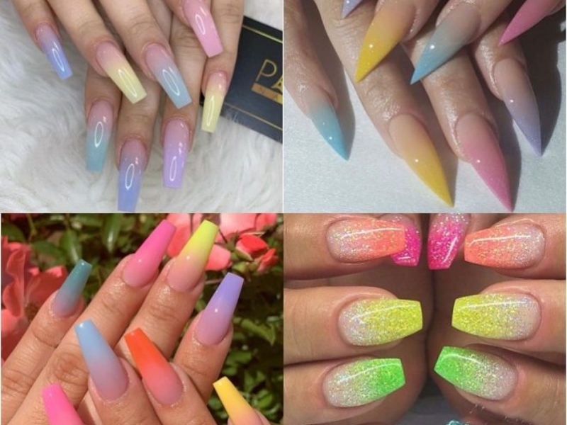 Mẫu nail họa tiết neon đi biển