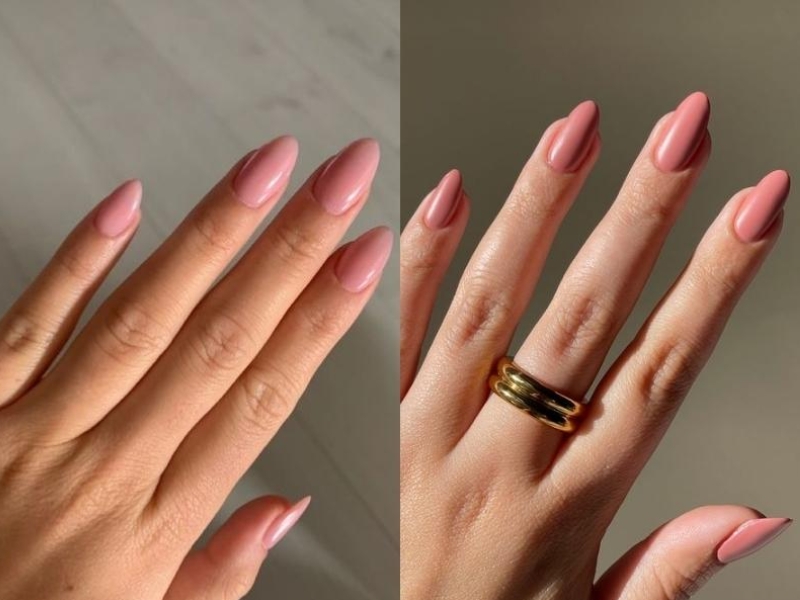 Nhẹ nhàng cùng mẫu nail hồng đất trơn