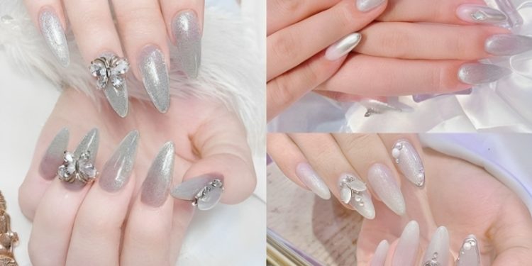 nail màu bạc ánh kim