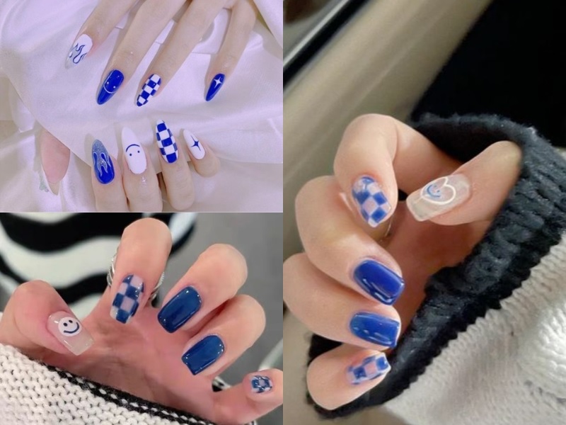 Nail thạch anh kẻ hoa văn caro