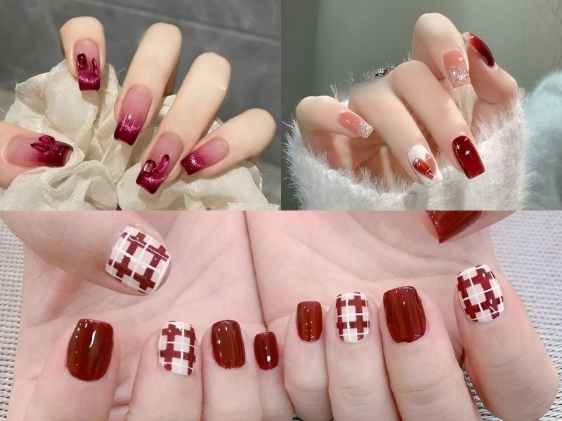 Màu nail tôn da đỏ Ruby