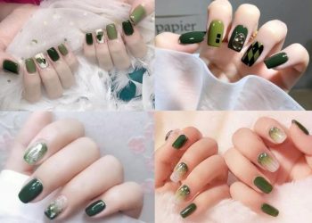 mẫu nail xanh rêu đẹp
