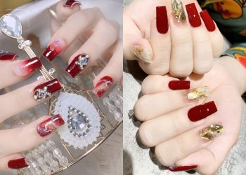 Mẫu nail tết đính đá