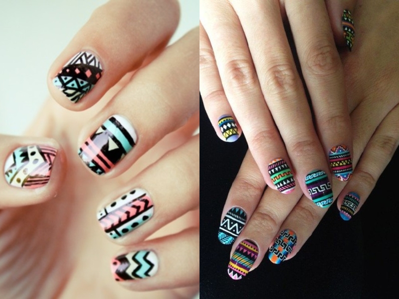 Thiết kế nail thổ cẩm theo phong cách dễ thương