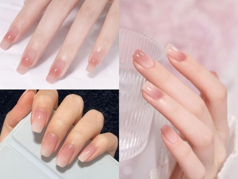 Nail sơn màu hồng ombre