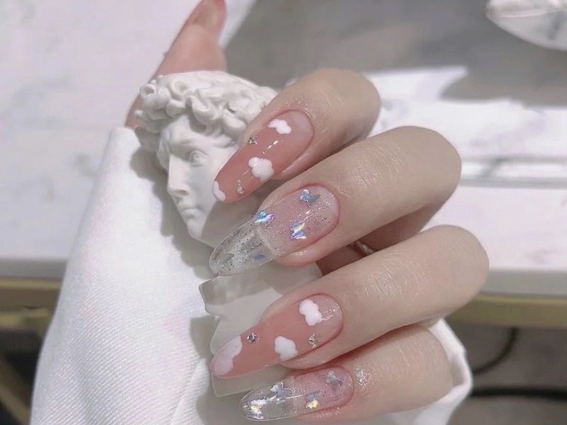 Mẫu nail màu hồng thạch Hàn Quốc